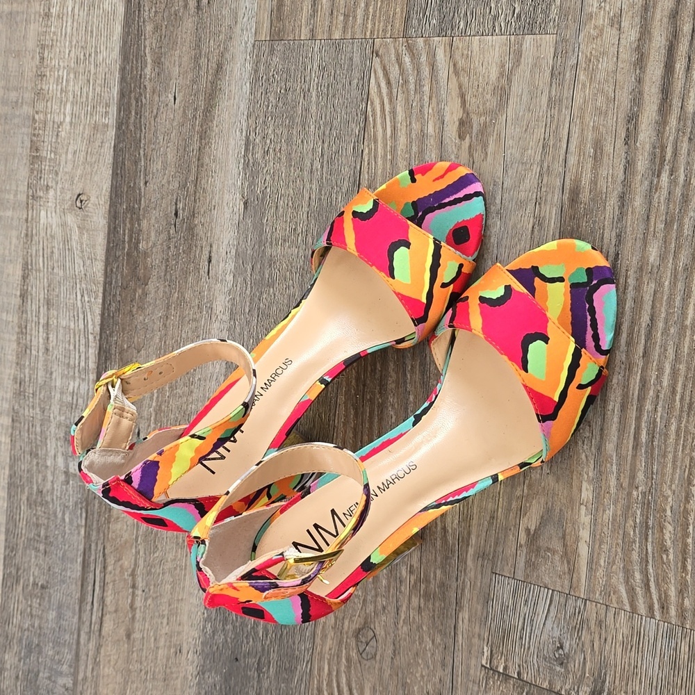 Neiman Marcus| Colorful Pattern Open‎ Toe Sandals Size 5.5​